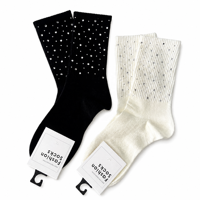 Chaussettes côtelées pour femmes avec strass thermocollés, style Y2K, scintillantes, respirantes, absorbant la transpiration, en coton, tendance pour le quotidien et les soirées