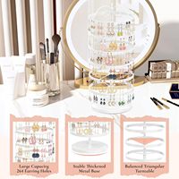 Organisateur de boucles d'oreilles rotatif en métal à 6 niveaux, présentoir de stockage de boucles d'oreilles tour de pendentif anneau percé réglable