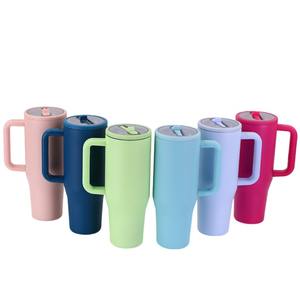 Mug de voyage en acier inoxydable à <span class=keywords><strong>double</strong></span> <span class=keywords><strong>paroi</strong></span> avec logo personnalisé, 40 oz, isolé sous vide, pour bière, café, avec paille rabattable et poignée - Product Image 6