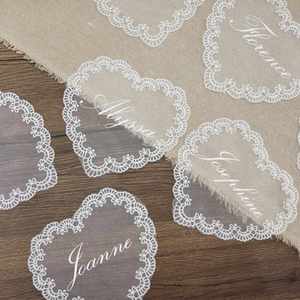 Custom Heart-Shaped Polyester Lace Thermal Transfer Printed <b>Wedding</b> Place <b>Cards</b> Personalized Reusable <b>Name</b> <b>Cards</b> Romantic Table - Product Image 3