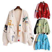 Ventes en gros de cardigans décontractés pour femmes, en tricot épais, taille plus, col en V, boutonné, manches longues, avec poches