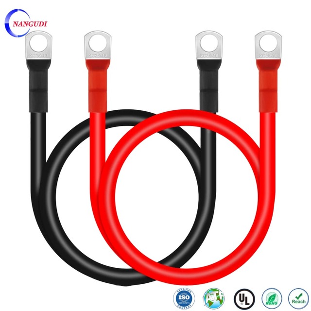 Custom Heavy Duty Copper Battery Cable With OT Ring Terminals Car Energy Storage Battery Connecting Wire