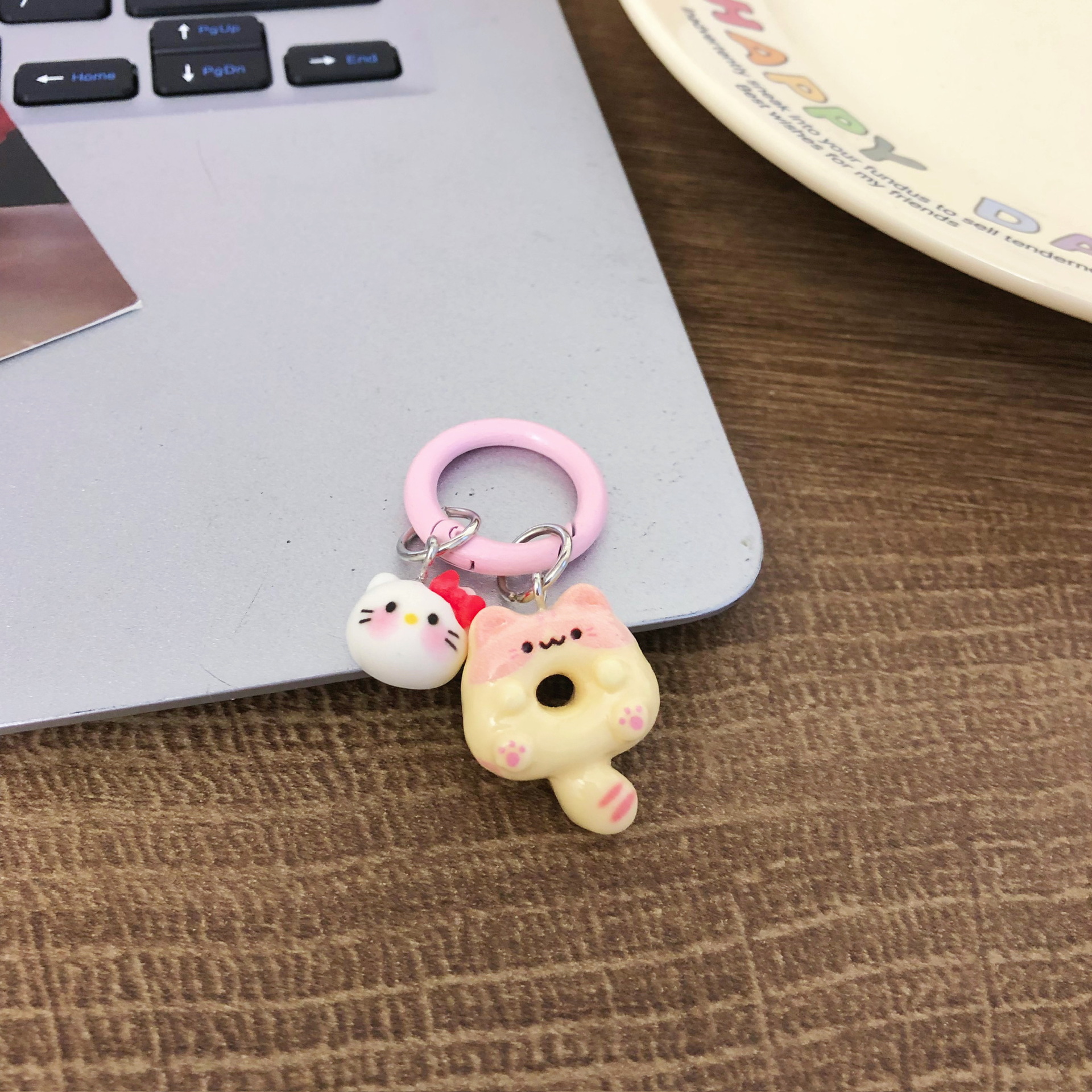Hebilla de anillo de gato siamés-círculo rosa claro