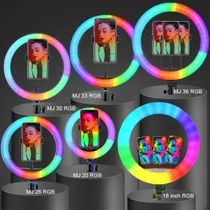 2022 New 16 Colors Change Photograph Live RGB Ring Lighting 8inch/20cm 10inch/26cm 12inch/30cm Makeup LED Ring Light RGB