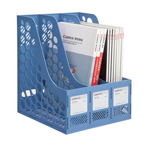 Comix <b>File</b> Holder B2173 Three Compartments Plastic Office <b>Storage</b> Rack Blue Gray Black - Product Image 5
