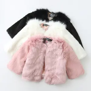 Abrigo de piel sintética para niña, chaqueta de Navidad de manga larga para niña, ropa de abrigo cálida para niña, prendas de vestir para nieve