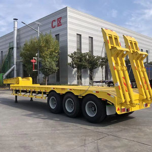 Semi-remorque hydraulique à plateforme basse 3 essieux, châssis porte-conteneurs, chargeur, remorque à plateau surbaissé - Product Image 1