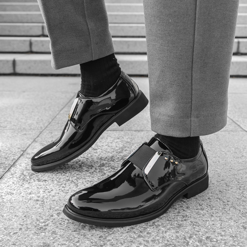 Pointed Toe Slip-on Pu Leather Dress Shoes For Men Office & Career Lightweight Anti-slip Rubber Sole Autumn Spring Summer Winter