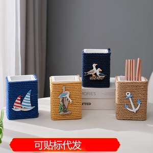ที่ใส่ปากกาสไตล์เมดิเตอร์เรเนียน กล่องเก็บของตกแต่งบ้านงานฝีมือไม้ - Product Image 5
