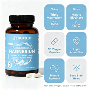 Complejo Triple de <span class=keywords><strong>Magnesio</strong></span> 300mg Malato Glicinato Citrato Alta Absorción <span class=keywords><strong>para</strong></span> Músculos, Huesos <span class=keywords><strong>y</strong></span> Corazón, Cápsulas Veganas, 90 Unidades, Sin GMO - Product Image 2