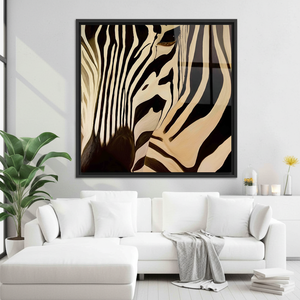 Printed Canvas: Abstract Zebra Art in Gold <b>Frame</b>, Tempered Glass Effect,<b>BLACK</b> FRAMED CANVAS - Product Image 3