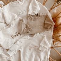 Barboteuse Bulle Personnalisée Lait avec Broderie Marron 100% Coton Bébé Enfant