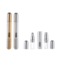 Flacon pulvérisateur de voyage en aluminium rechargeable par le bas, étanche, 5 ml 10 ml, atomiseur double embout, flacon de parfum à bille pour cosmétiques et fragrances