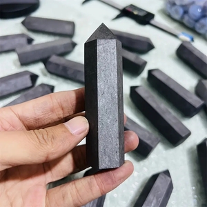 Tour de Shungite de Karelia Polie, Cristal Naturel Écologique, Protection EMF, Purification Énergétique, Guérison, Décoration, Vente en Gros - Product Image 1