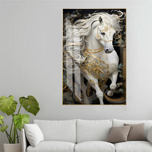 Personnalisé <span class=keywords><strong>Pas</strong></span> <span class=keywords><strong>Cher</strong></span> Grande Taille Cheval Blanc Cristal Porcelaine Peinture Mur Art Décor avec <span class=keywords><strong>Cadre</strong></span> pour La Maison Salon - Product Image 6