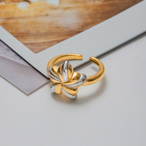 Star Shape 18K Gold Stainless Steel Ring With Silver Accents Unisex Fashion Jewelry Gift - Product Image 2