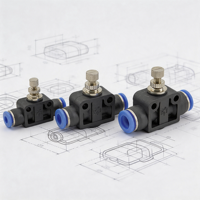 Raccord pneumatique rapide SA 4/6/8/10/12 mm avec valve de régulation unidirectionnelle pour tuyau d'eau/air