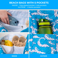 Sac de plage imperméable et résistant au sable, grande capacité, pliable, pour femmes