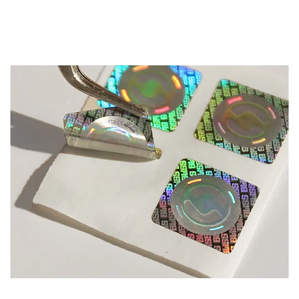 Custom Gedrukt 3D Hologram Zilver Pvc Stickers Etiketten Shining Lijm Hologram Sticker