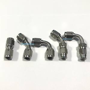 An3 3an 45 90 degrés acier inoxydable femelle pivotant ligne <span class=keywords><strong>de</strong></span> <span class=keywords><strong>frein</strong></span> <span class=keywords><strong>tuyau</strong></span> extrémités raccords adaptateurs avec insert <span class=keywords><strong>olive</strong></span> en cuivre - Product Image 1