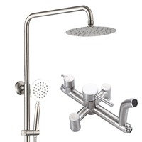 Ensemble de douche en acier inoxydable SUS 304, barre de douche apparente, mitigeur de douche chaud et froid, ensemble de robinets de douche pluie cascade pour la maison et les hôtels