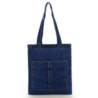 Qetesh Casual Blue Denim Jean Sac fourre-tout personnalisé à la mode multi-poches grande capacité Sac à bandoulière pour les étudiants