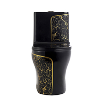 Ino3d — bol rond en céramique, Design De couleur marbre, plaqué or, pour toilette, salle De bain, noir