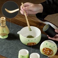 Nouvel ensemble de bols à matcha en céramique, peints à la main, motif chat mignon, résistant à la chaleur, style Dynastie Song, avec fouet à thé et mélangeur pour usage domestique