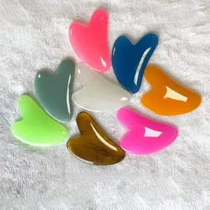 Gua sha en plastique, meilleure vente, pierre de massage du visage en résine rose, prêt à être expédié