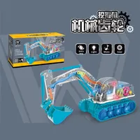 Mainan simulasi bulldoser, ekskavator Universal, kendaraan teknik perlengkapan listrik, fitur musik, mainan plastik untuk anak laki-laki