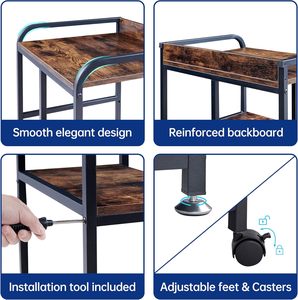 Support d'imprimante mobile 22x18 pouces avec roues <span class=keywords><strong>pour</strong></span> étagère de rangement de tour de <span class=keywords><strong>PC</strong></span> de bureau à domicile brun rustique - Product Image 6