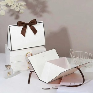 High-end Rigid Box with Embossing Art <b>Paper</b> for Silk Scarves Lipsticks Cosmetics Featuring Ribbon Closure Customizable Design - Product Image 2