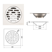 Filtre de douche anti-odeur en acier inoxydable SUS304 Drain de sol d'égout de toilette universel