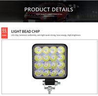 Phare de travail LED 48W 16SMD, feu antibrouillard avant pour voiture, 12V 24V, camion, SUV, 4X4, 4WD, phare d'ingénierie, projecteur rond tout-terrain OLIVER