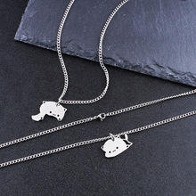 カップルファッションジュエリー女性男性かわいいシルバーステンレス钢猫ネックレス - Product Image 5