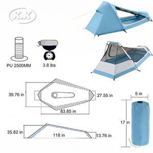 Tente de randonnée ultralégère pour 1 personne Kawagebo Kamp (KK) 1,14 kg / 2,5 lb PU 6000 15D Nylon pour la randonnée en plein air - Product Image 4