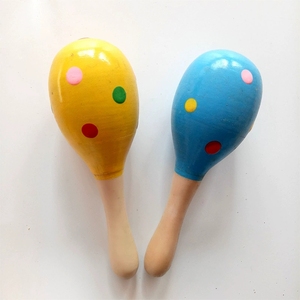 Maracas en bois miniatures peintes et colorées, instrument de percussion Orff pour enfants, vente en gros - Product Image 3