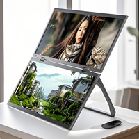 Double écran portable pliable 15.6 pouces IPS FHD LED écran d'ordinateur portable pliable à 360 degrés avec ports Type-C haut-parleur intégré