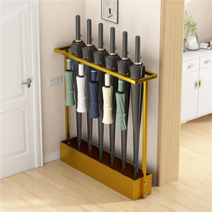 Support mural moderne pour parapluies, capacité 10 parapluies, en fer, pour maison, hôtel, école, entrée, noir, blanc, or - Product Image 3