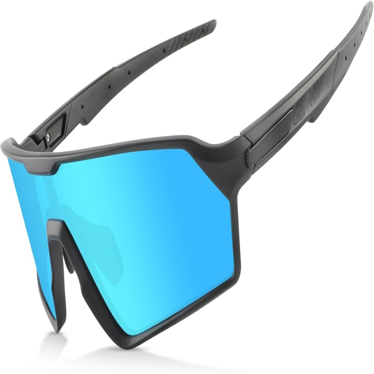 Monture noire, verres bleus