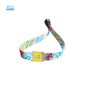Entradas para eventos 1K Código <span class=keywords><strong>QR</strong></span> personalizado imprimible Sin efectivo Tela ajustable textil elástico RFID NFC Pulsera - Product Image 3