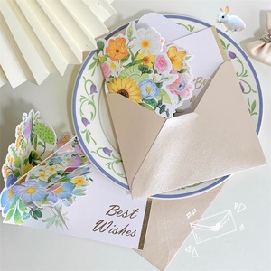 Carte de vœux 3D créative avec fleurs en <span class=keywords><strong>aquarelle</strong></span>, avec enveloppe, pour la Saint-Valentin, les mariages, les fêtes de Thanksgiving, les cadeaux - Product Image 5