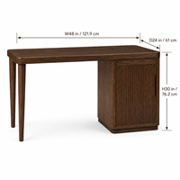 Bureau d'écriture en bois avec armoire de rangement à portes cannelées et pieds coniques, table d'ordinateur pour petit espace, bureau à domicile, salle d'étude