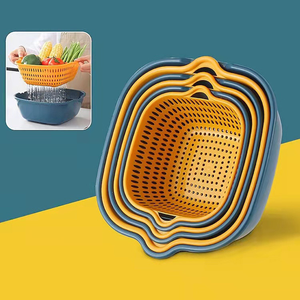 टिकाऊ दोहरी परत वर्ग प्लास्टिक सिंक मोल्ड सुविधाजनक सब्जी फल नाली टोकरी कोलैंडर स्ट्रॉनर - Product Image 5