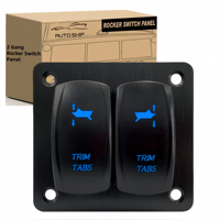 Panneau de commande à interrupteurs à bascule pour trim tab marin 12V 20A, interrupteur à bascule pour trim de bateau 7 broches 3 vitesses (ON)-Off-(ON) 2 gangs, panneau de commande pour treuil d'ancre
