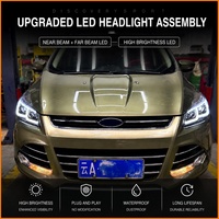 Phare de voiture pour Ford Kuga Escape 2013-2016, ensemble de phares LED automatiques, lentille bifocale, lampe avant, accessoires en promotion