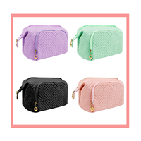 Sac de toilette portable de voyage à fermeture éclair pour femme, organiseur de maquillage de grande capacité en polyester