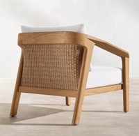 Nouveau Salon de Jardin Classique en Teck 2025 – Canapé Simple en Rotin Tressé et Table Basse – Mobilier d'Extérieur Décontracté