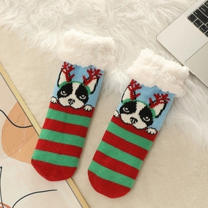 Chaussettes de pantoufles antidérapantes à motif de renne de Noël pour femmes chaussons doublés en polaire Ultra en peluche chaussettes de maison de sol chaudes et confortables pour l'hiver - Product Image 6