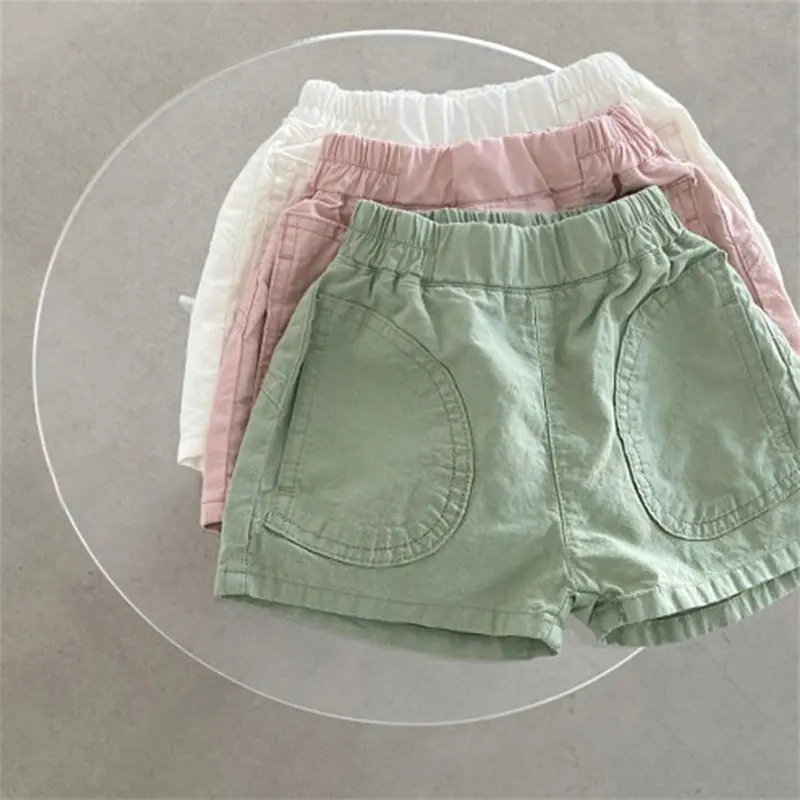 Celana musim panas anak laki-laki dan anak perempuan celana pendek kasual tiga warna kasual pinggang elastis nada modis pabrik grosir